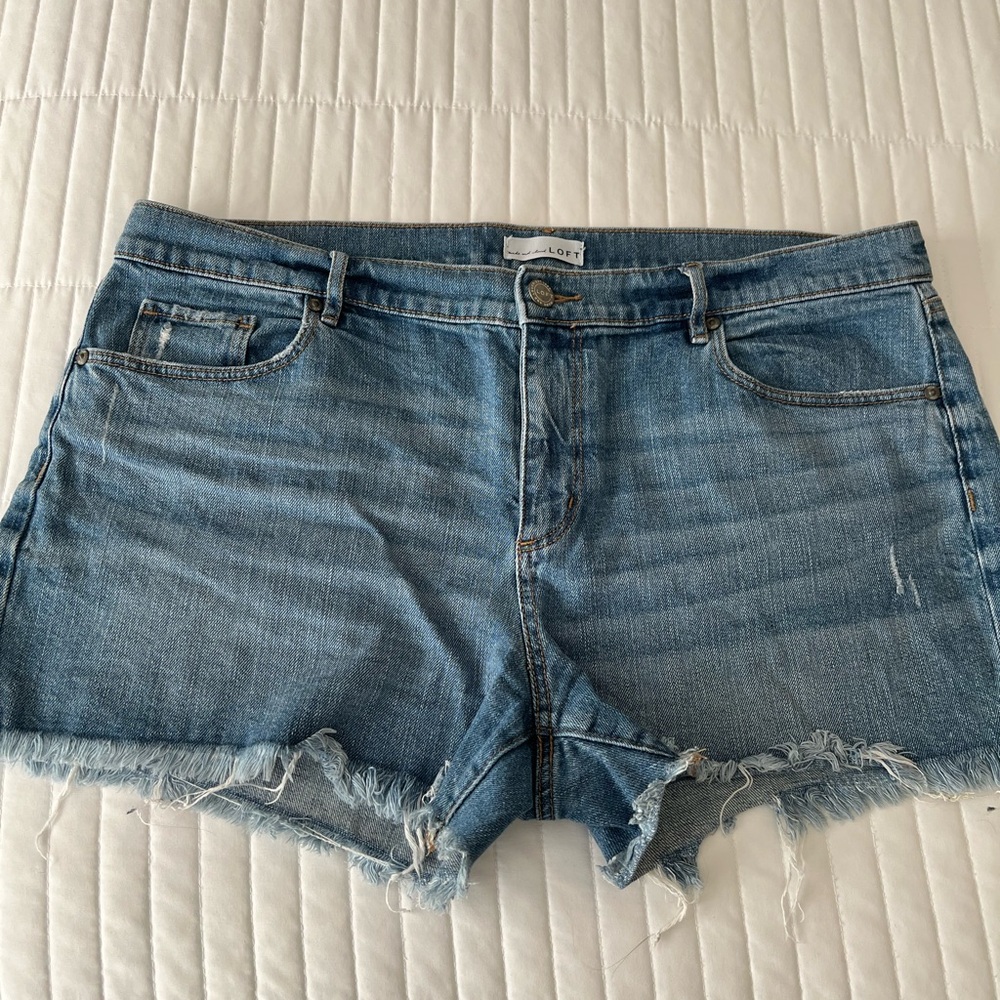 Loft Blue Denim Raw Hem Women's Shorts